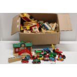 A large collection of Brio 00 gauge wooden trains & track etc.