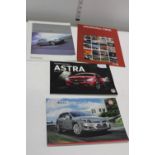 Three vintage Vauxhall Astra car brochures
