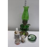 A Oil Lamp, Viners Mini Wine Cooler and small Glass bowl