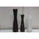 A stylish tall glass vases