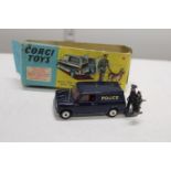 A boxed Corgi model 448 BMC Mini Police Van with tracker dog