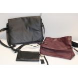 Two leather hand bags & leather purse