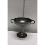 A Howard pewter two handled footed bowl