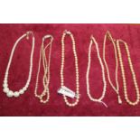 A selection of simulated pearl necklaces