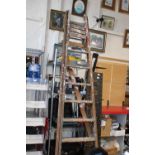 A pair of vintage wooden step ladders collection only