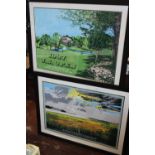 Two large framed golfing related prints collection only