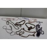 A selection of natural stone costume necklaces