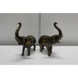 Two Decorated Brass Elephants