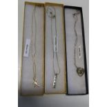 Three 925 silver necklaces and pendants
