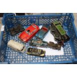 A selection of vintage tinplate toys, Hornby, Scalex & Mettoy