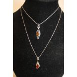 Two 925 silver & amber necklaces