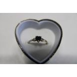 A 9ct gold sapphire & diamond ring size P