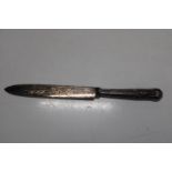 A hallmarked silver handled bread / cake knife