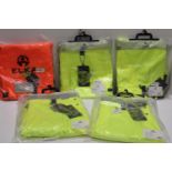 A selection of new hi-vis wear by Elka Rainwear x 3 trouser and 2 bib and brace