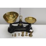 Set of Vintage Kitchen Scales with brass weights