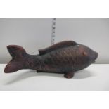 A bronzed ceramic carp study Length 42cm