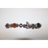 A silver & coloured glass bracelet