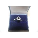 A 925 silver & blue stone cluster ring