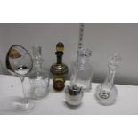 Selection of Crystal Decanters and other inc Silver Plate hip Flask