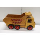 A vintage wooden Timba Toys truck 52cm long