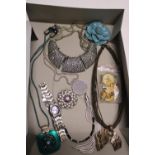 Selection of Costume necklaces & badge etc