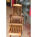 Teak Steamer style garden lounger. Collection only