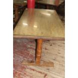 A vintage 1950's Robert 'Mouseman' Thompson of Kilburn oak refectory style dining table with added