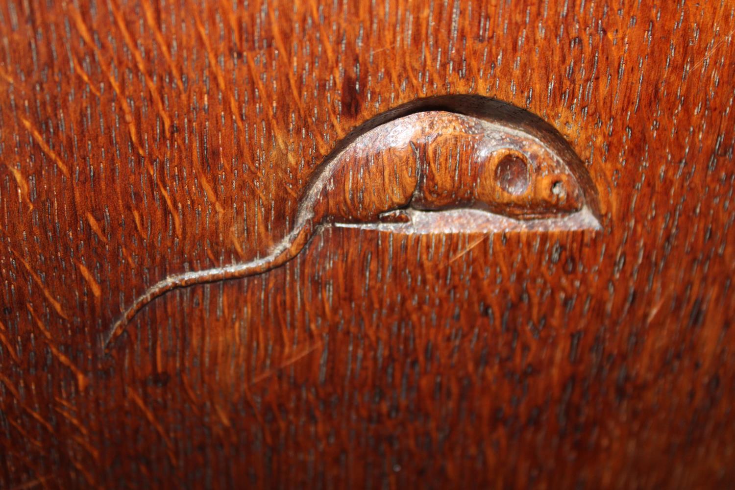 A vintage Robert 'Mouseman; Thompson of Kilburn hand carved church pew/bench with carved mouse to - Image 2 of 8