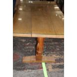 A vintage 1950's Robert 'Mouseman' Thompson of Kilburn oak refectory style dining table with added