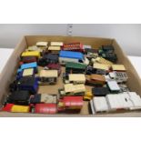 A box full of assorted play worn die-cast models etc