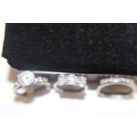 Three vintage 925 silver rings with white stone decoration