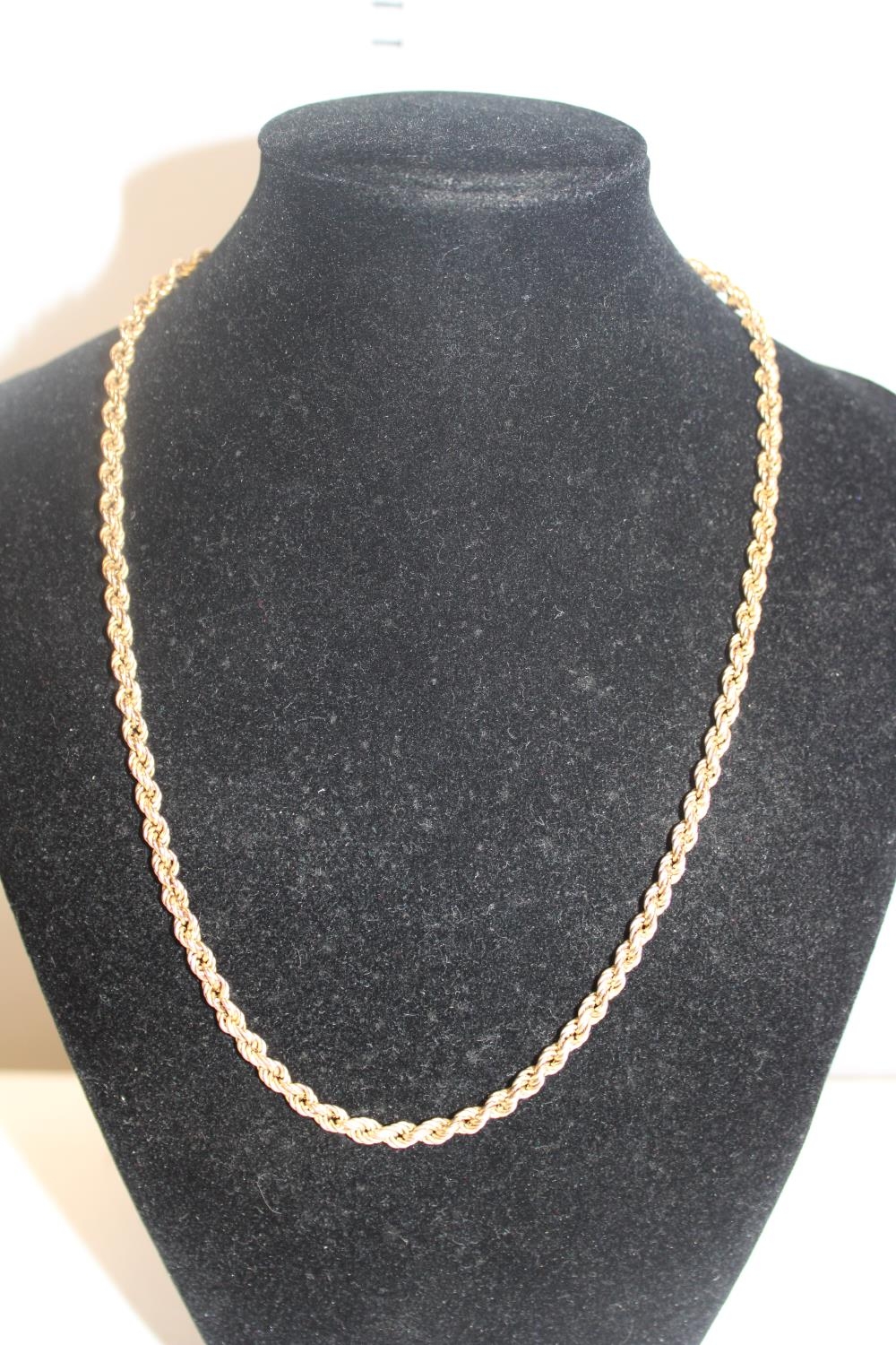 A 9ct gold rope twist necklace 46cm long. 7.36 grams