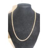 A 9ct gold rope twist necklace 46cm long. 7.36 grams