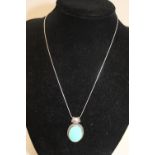 A 925 silver necklace & locket with a turquoise decoration