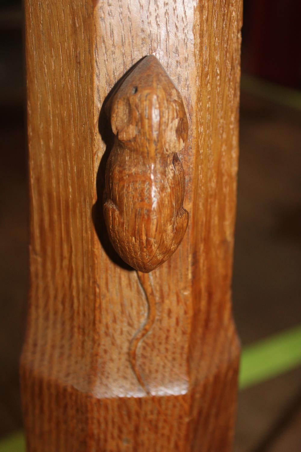 A vintage 1950's Robert 'Mouseman' Thompson of Kilburn oak refectory style dining table with added - Image 2 of 7