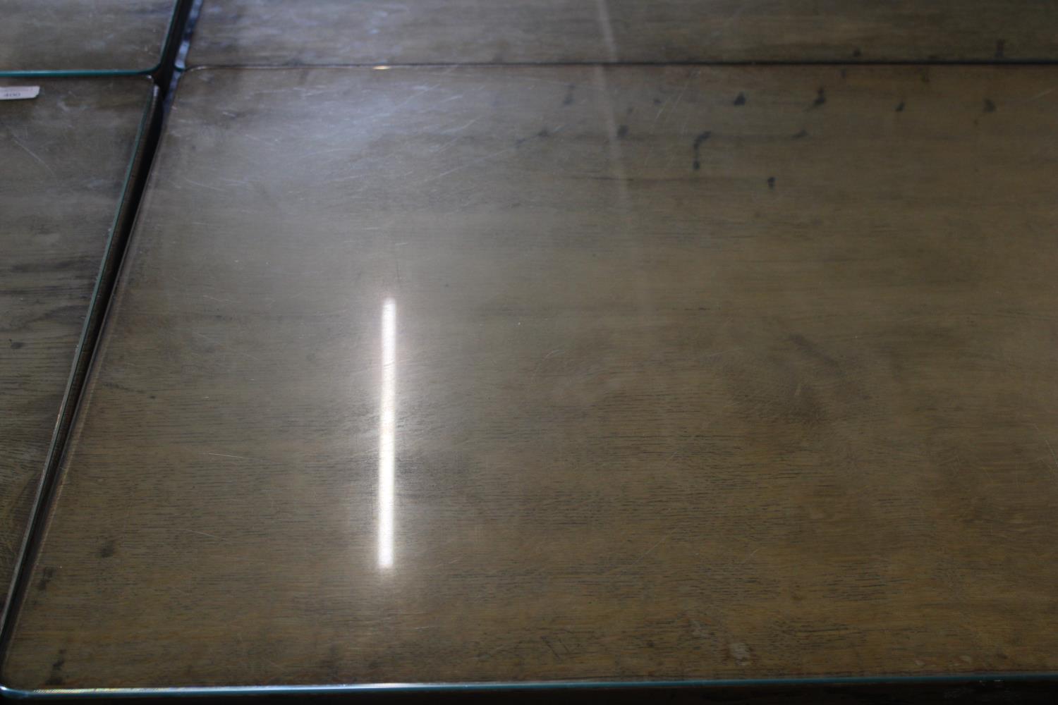 A vintage 1950's Robert 'Mouseman' Thompson of Kilburn oak refectory style dining table with added - Image 6 of 7