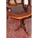 A vintage occasional table with inlaid top. Postage unavailable dia 52cm