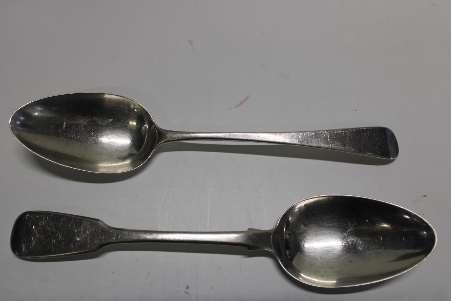 Two hallmarked silver Georgian spoons 126 grams