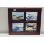 Four framed ceramic WW2 period British planes