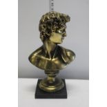 A bronzed bust of david