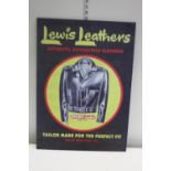 A reproduction tin plate sign for Lewis Leathers