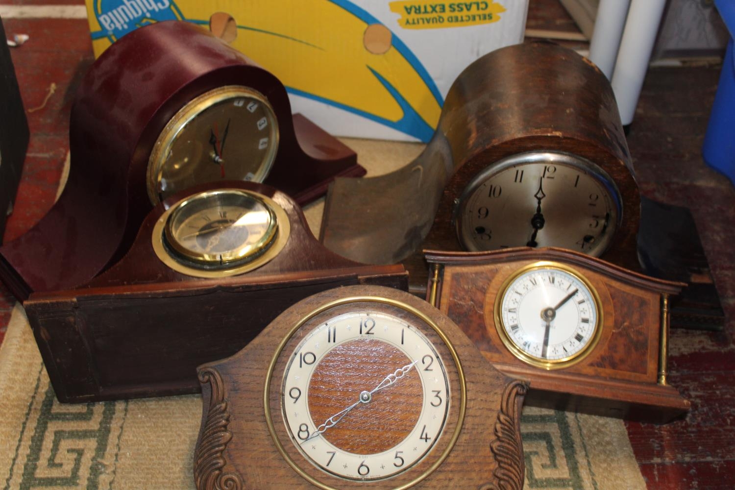 A selection of assorted mantle clocks a/f postage unavailable