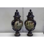 A pair of Royal Limoges lidded vases (one with damage) postage unavailable