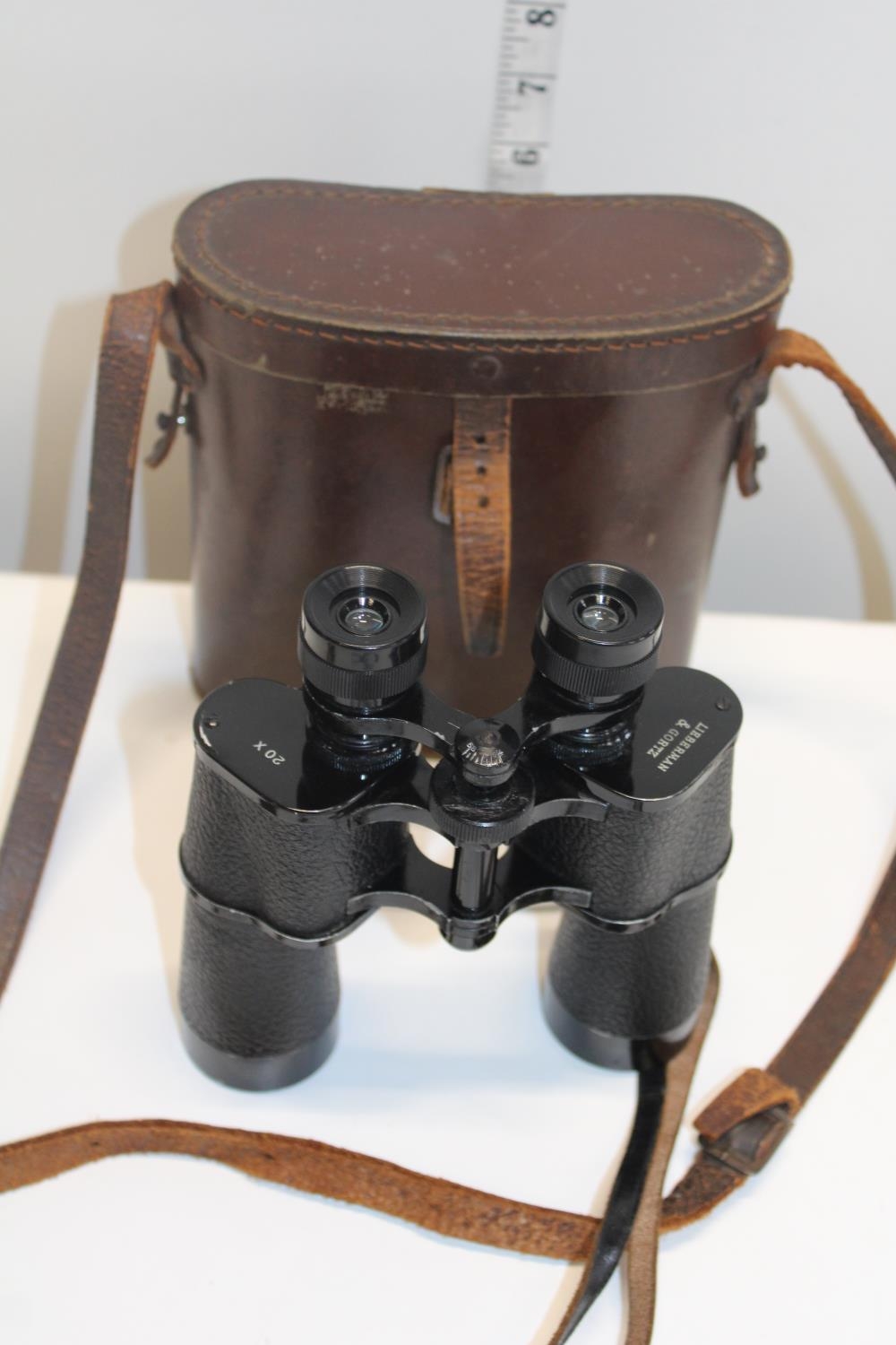 A pair of Lieberman and Gortz binoculars with case