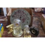 A box of assorted clocks etc a/f postage unavailable