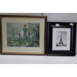 Two framed pictures of Paris