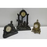 Three vintage mantel clocks a/f