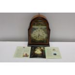 A walnut cased German mantle clock