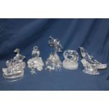 A selection of crystal and glass ornaments