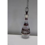 A quality Bohemian cut glass decanter with hallmarked silver collar (hallmarked for Birmingham